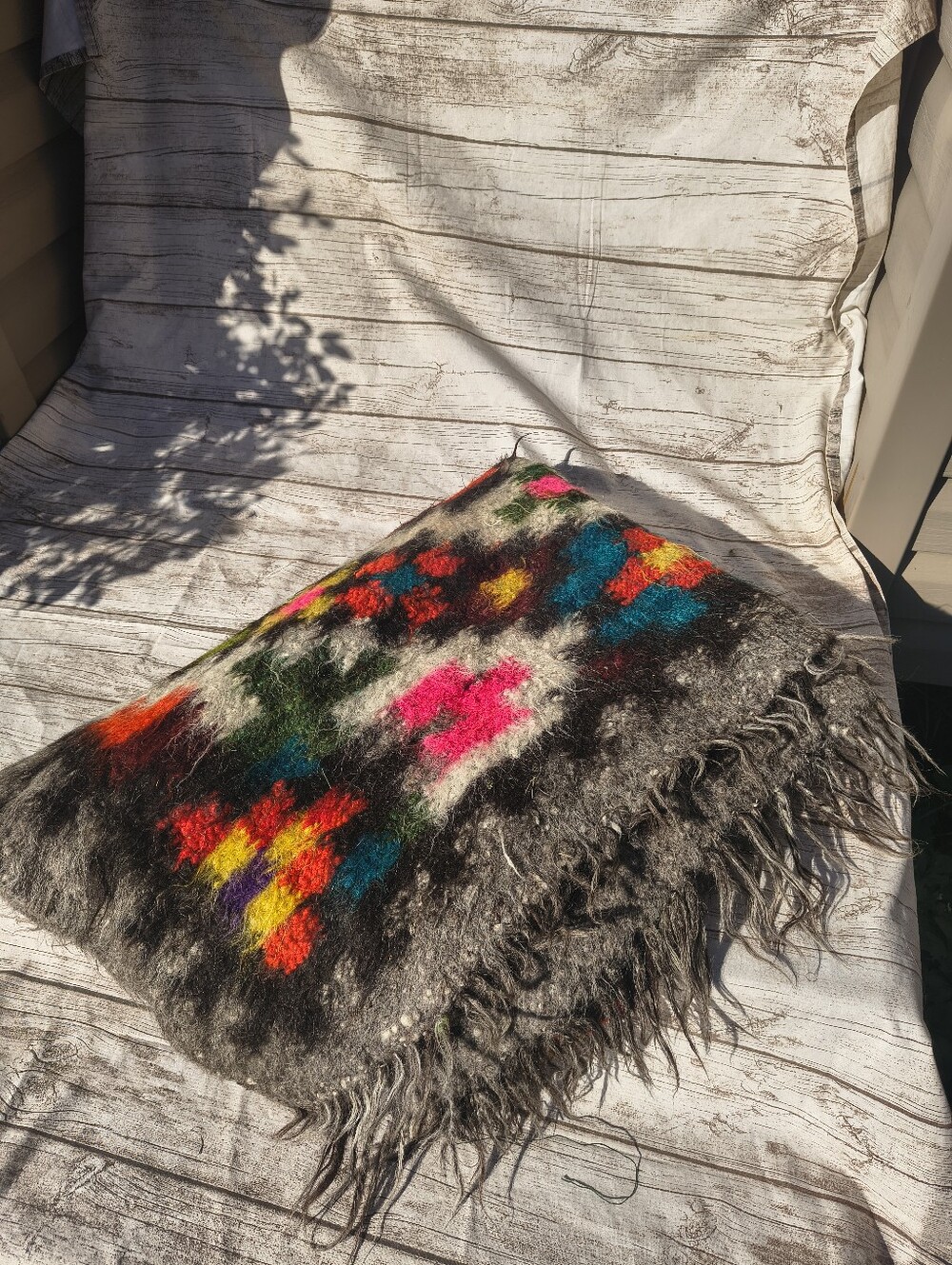Handwoven Ukranian Wool Rug Colorful Geometric - Picture 2 of 12